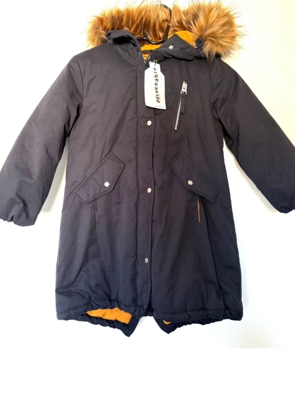 New ZARA Puffer Coat with Faux-Fur Removable Hood And 